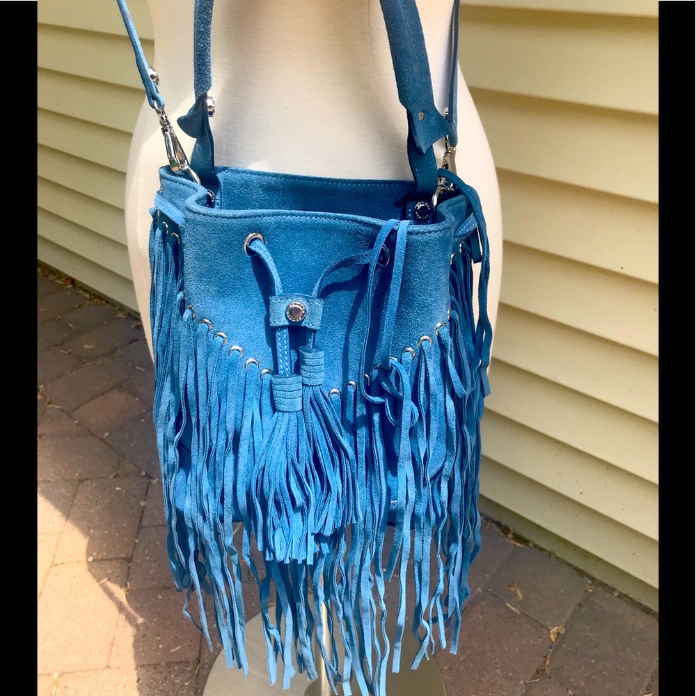 Beautiful Turquoise Sandro Paris Suede Purse